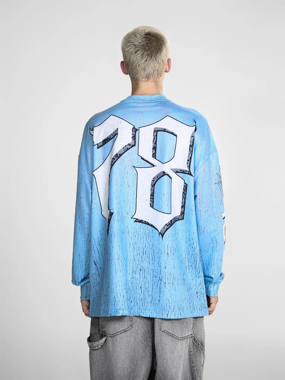 Saint michael tears all-over printed long-sleeved vintage autumn and winter T-shirt Style number: 105 Size: M L XL Wholesale price: 136 Color: Picture color